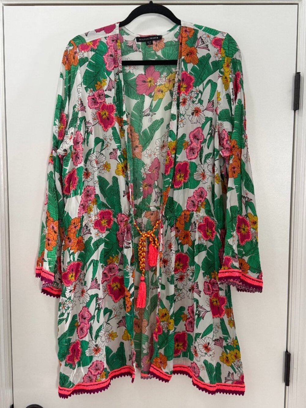 Boston Proper Tropical Print Wrap Swimsuit Cover - XL